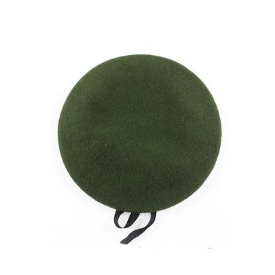 China 100% European and American Style Military Police Army Blue Wool Leather Beret for sale