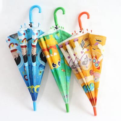 China POE modern cartoon character machine printing transparent clear children's umbrella for children for sale