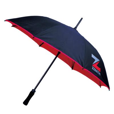 China Custom Anti Wind Hydraulic Pressure Big Rain Double Canopy Two Color Straight Golf Promotional Umbrella for sale