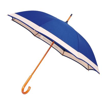 China 23 Inch*8K Traditional Promotional Automatic Open Customized Print Wooden Handle Straight Advertising Umbrella for sale