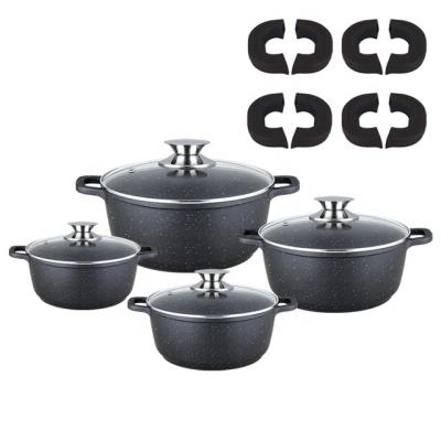 China Sustainable 16 pcs die-cast aluminum cookware set with non-stick marble coating for sale