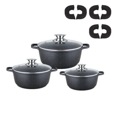 China Sustainable 12 pcs die-cast aluminum cookware set with non-stick marble coating for sale