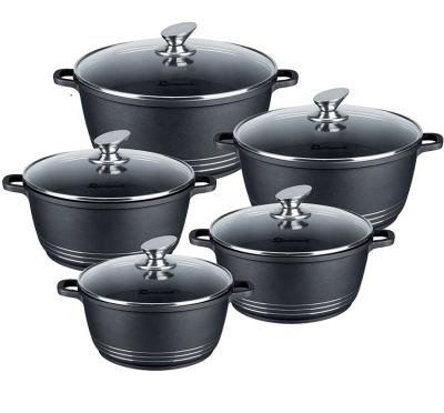 China 10pcs Italy DESSINI Sustainable Nonstick Aluminum Cookware Sets / Cooking Pot Set With Stainless Steel Handle for sale