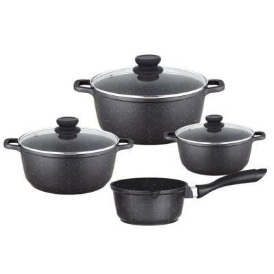 China 7pcs Sustainable Die Cast Aluminum Cookware Sets With Nonstick Marble Coating for sale