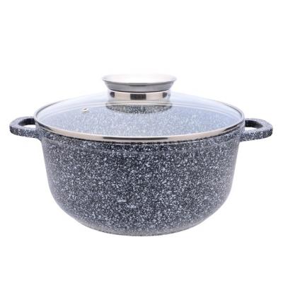 China Sustainable Die Casting Nonstick Ceramic Coated Aluminum Casserole 24CM With Glass Lid for sale