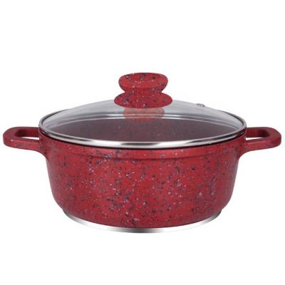 China Sustainable Cast Aluminum Kitchen Casserole Hot Pot Set With Granite Stone Coating for sale