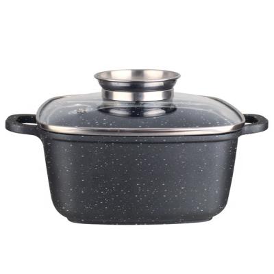 China 26cm Sustainable Die Cast Aluminum Non-Stick Marble Coating Shallow Casserole/Soup Pot/Dish Casserole for sale