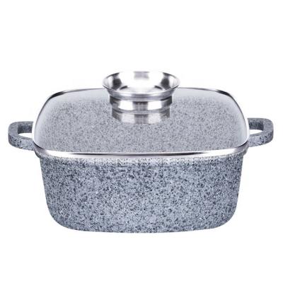 China 22cm Sustainable Die Cast Aluminum Square Casserole Soup Pot / Kitchen Square Casserole With Granite Non Stick Stone Coating for sale