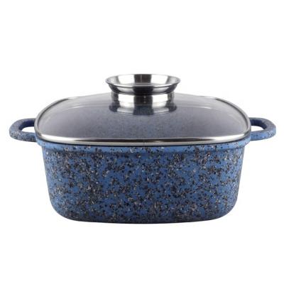 China Sustainable Cast Aluminum Granite Liner Stone Casserole Pot /Induction Casserole With Glass Lid for sale