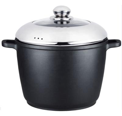 China 6.5L 24cm Sustainable Die Cast Aluminum Nonstick Induction Cooking Casserole / Stock Casserole With SS Glass Lid for sale