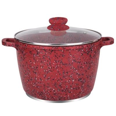 China 24cm Sustainable Die Cast Aluminum Non-Stick Round Deep Soup Pot With Granite Stone Coating for sale