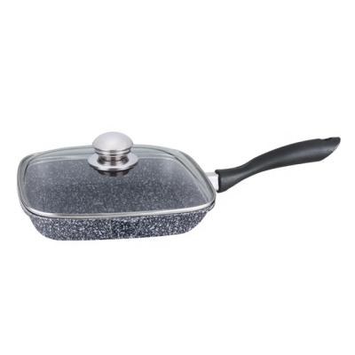 China Sustainable 24cm Die Cast Aluminum Ceramic Coating Frying Pan / Griddle Pan With Glass Cover for sale