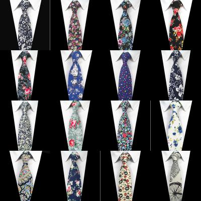 China Cotton Meckties Floral For Men Printed Skinny Cotton Tie Men's Ties Neck Tie For Wedding Party for sale