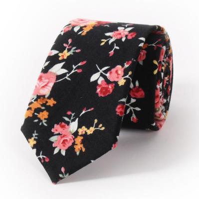 China Custom Woven Silk Jacquard 6cm Cotton Tie Paisley Printed Floral Skinny Neck Ties Slim Tie For Wedding Party Gathering for sale