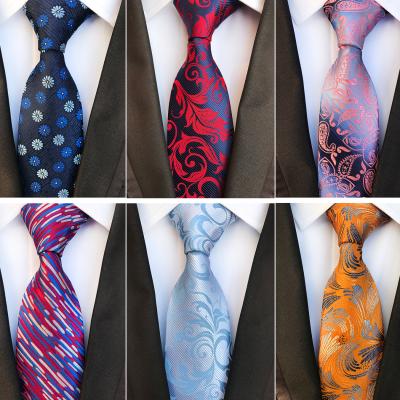 China Formal Men's Silk Woven Dot Striped Jacquard Woven Tie Business Wedding Party 8cm Jacquard Tie for sale