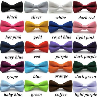 China 20 Styles Solid Color Children's Bowtie Polyester Bowties Kids Classical Baby Striped Bow Tie for sale