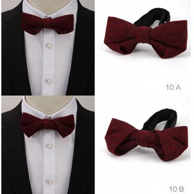 China Retro Dobby Men's Solid Color Wool Evening Dress Bow Tie Pre-tie Party Cashmere Bowties for sale