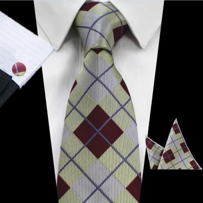 China Wholesale Jacquard Polyester Silk Woven High Quality Silk Tie Set Luxury Tie Handkerchief Set With Cufflinks Tie Box Set for sale