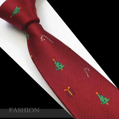 China Merry Novelty Mens Christmas Ties 7cm Silk Woven Necktie For Holidays Mens Gift Necktie Santa And Deer Tie for sale