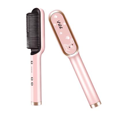 China Hair Straightening and Rolling VKK 2 in 1 Hair Straightener and Curler Sweep Hair Straightener Fast Heating Ceramic Comb for sale