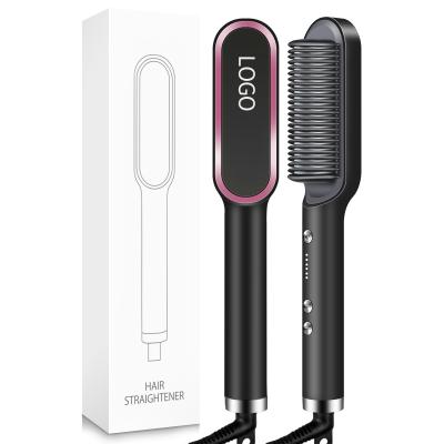 China Hair Straightening and Rolling VKK Flat Iron 2in1 Hair Straightener and Curler High Temperature Hair Comb Straighter Brush for sale