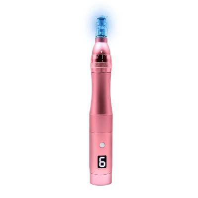 China VKK Digital LED Dermapen Anti-Puffiness Needle Derma Microneedle Rechargeable Blue Red Lightweight Wireless Microneedle Pen for sale