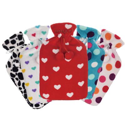 China silicone rubber heat bag hot water bottle with fleece cover silicone rubber hot water bottle for sale