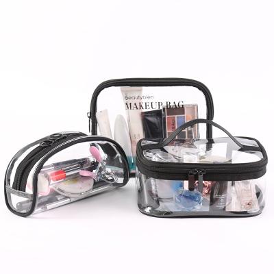 China Custom Eco-Friendly PVC Window Square Clear Gift Fashion Logo Cosmetic Bag for sale