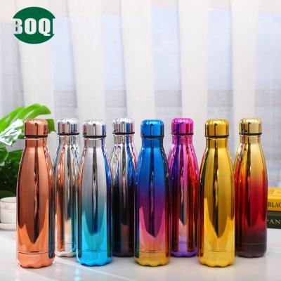 China BOQI Viable Creative Thermos Mug Sports Bottle Stainless Steel Gradient Color Stainless Steel Cola Electroplating Bottle for sale