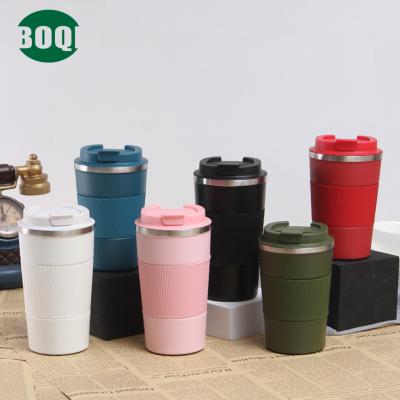 China Double Tumbler Cup Coffee Sustainable Wall 380ml 510ml Reusable Leakproof Vacuum Insulated Travel Mug Stainless Steel With Silicone Sleeve for sale