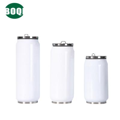 China BOQI 300ml 400ml 500ml PORTABLE Sublimation Stainless Steel Vacuum Cola Beer Soda Box Double Walled Insulated Water Bottle With Straw Lid for sale