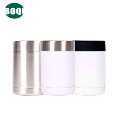 China BOQI 12oz Blanks Double Wall Stainless Steel Vacuum Cola Beer Viable White Cup Insulated Sublimation Box Cooler for sale