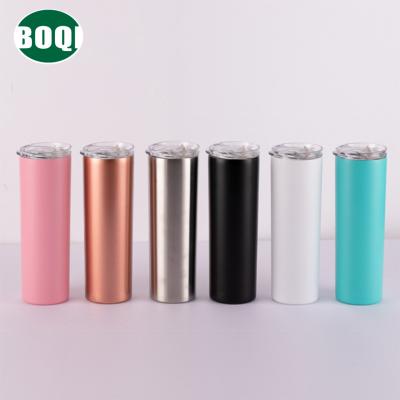 China BOQI 20oz Viable Straight Lean Mug Custom Colors Rainbow Painting Stainless Steel Blanks Sublimation Tumblers for sale