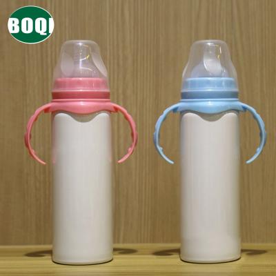 China BOQI Stainless Steel 8oz Kids Feeding-Bottle Viable Wholesale Sublimation Two Handles Blanks Tumbler Kids Cups With Straw And Lid for sale