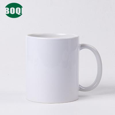 China Viable BOQI Manufacturer Wholesale Sublimation Printing Customize 11oz Coffee Mug Ceramic Porcelain White Ceramic Mug for sale