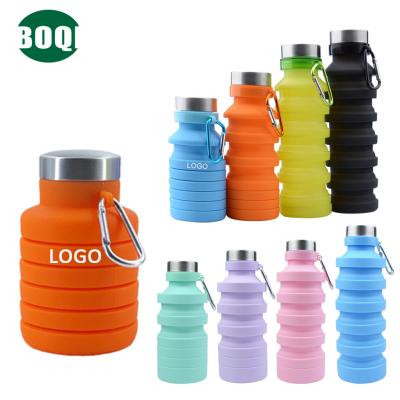 China Wholesale Custom Viable Custom Logo 550ml/500ml Bpa Free Collapsible Collapsible Silicone Cup BOQI Travel Mug With Lid for sale