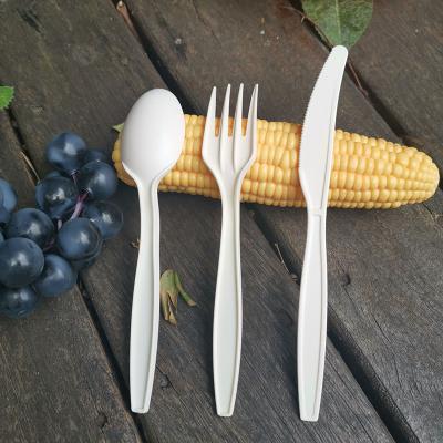 China Disposable Degradable Plastic Cutlery Set Disposable Spoon And Fork Biodegradable Cutlery for sale