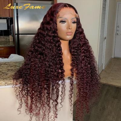 China Cheap Human Deep Wave Red Full Lace Wig,Virgin Raw Cuticle Aligned Transparent Lace Wig,Hd Transparent Swiss Lace Front Wig Pre Pluck for sale