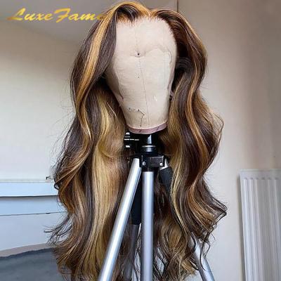 China Wholesale Hd Straight Full Lace Hair Wig, P4/27 Accent Color Hd Lace Front Human Hair Wig, Brazilian Virgin Hair Colorful Wig for sale