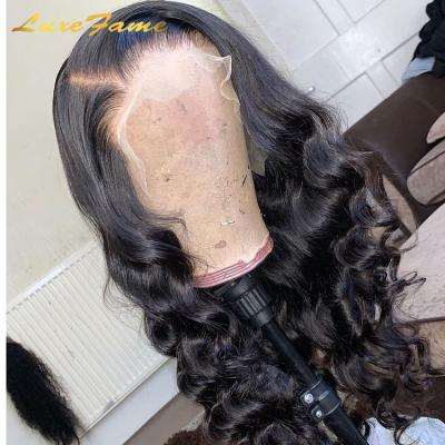 China Water Wave Cuticle Aligned Raw Virgin Hair Lace Frontal Wig, Transparent Virgin Hair Headband Lace Wig, 100%Human Hair Bodywave Lace Wig for sale