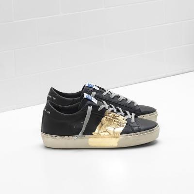 China Stimulating Fashion Trend Goldens Star Hi Sneakers G33ws945.a2 In Calf Leather 24 Karat Gold Foil Branding Handwritten On So The Gooses for sale