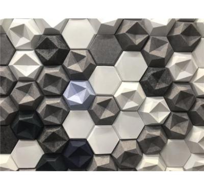 China Decorative Customized Acoustic 3d Wallcovering Panel Hexagon Polyester Fiber Acoustic Acoustic Panel for sale