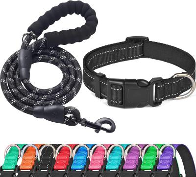 China Amazon Top Sales Soft Stocked Reflective Breathable Adjustable Dog Collars For Small Medium Large Dogs Collar Leash for sale