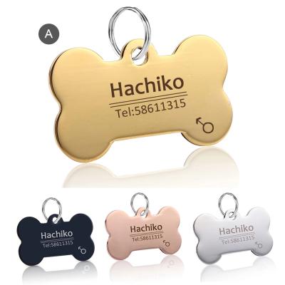 China Dropshipping Thoughtful Cat Or Dog Tag Free Engraving Collar Pet Charm Name Bone Collar Pendant Dog Tag for sale