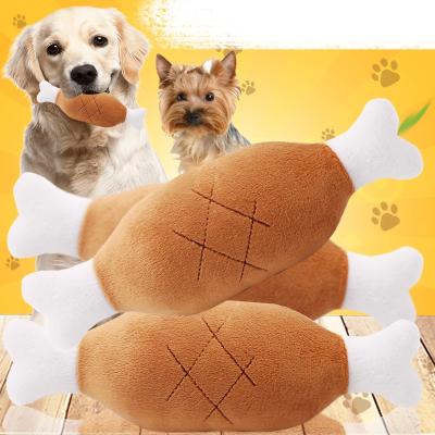 China Viable drumstick plush chicken toy pet chicken-leg voice toys dropshipping pet toy for sale