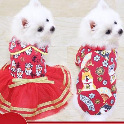 China Fashion dog dress tooth dress dog clothes for shih tzu pet clothes pet new year outfit clothes for pets for sale