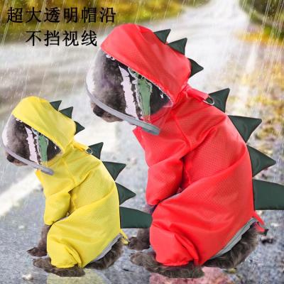 China Viable Dogs Quadruped Waterproof Raincoat For Dog With Hood Dinosaur Transformation Harness for sale