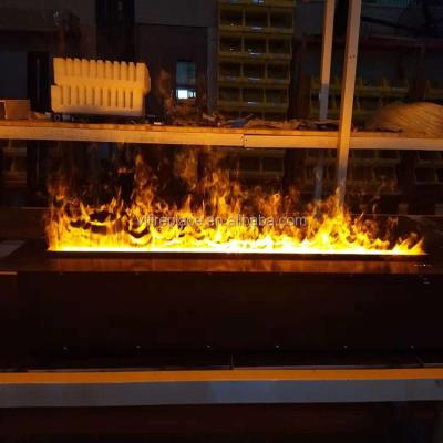 China New modern simple yellow color water vapor spraying electric fireplace with simulation fire for sale