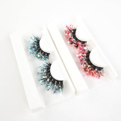 China Wholesale Fluorescence Semi-Hand Made Glitter Mink Hair Sets False Eyelash Shimmery for sale