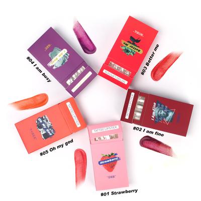 China Waterproof 5 Colors Lip Tattoo Lipstick Q-tip Cigarette Cotton Pad Waterproof Durable Non-Stick Lipstick for sale